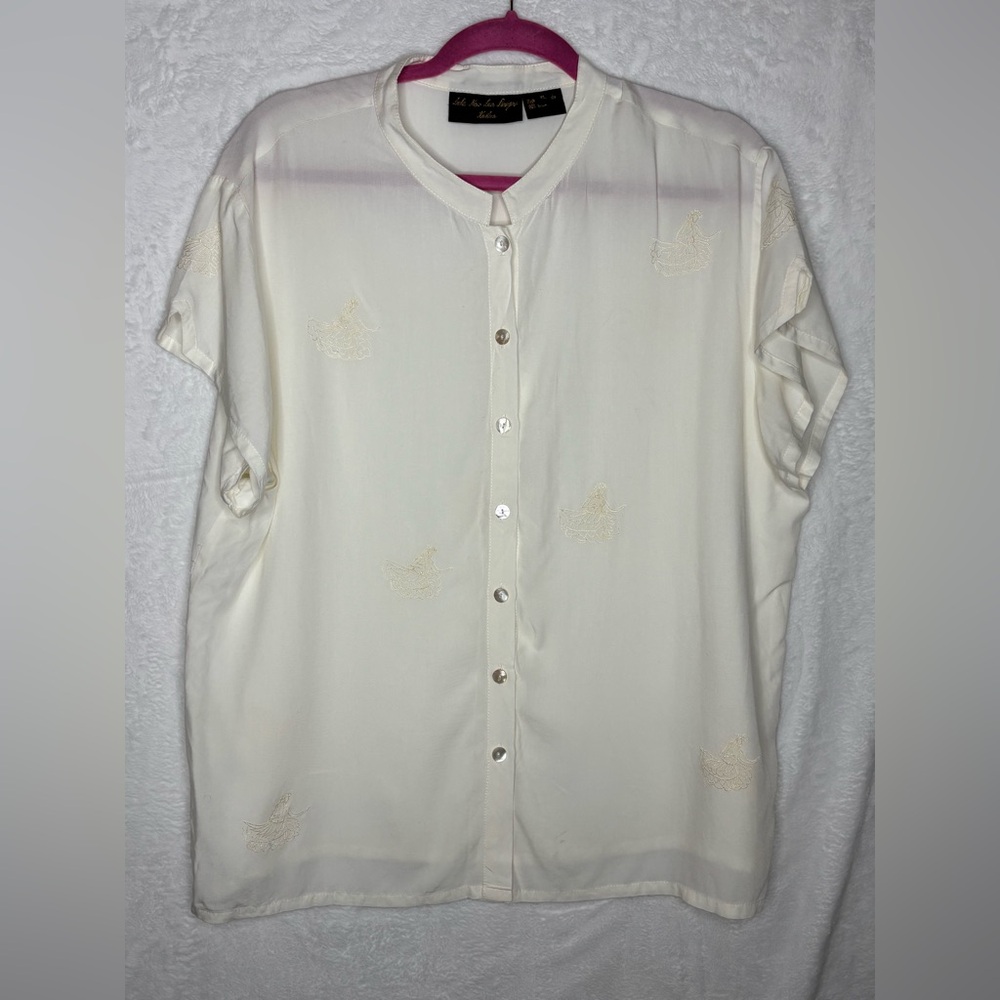 Leila New Len Design Kailua White Hawaiian Top Sz XL
